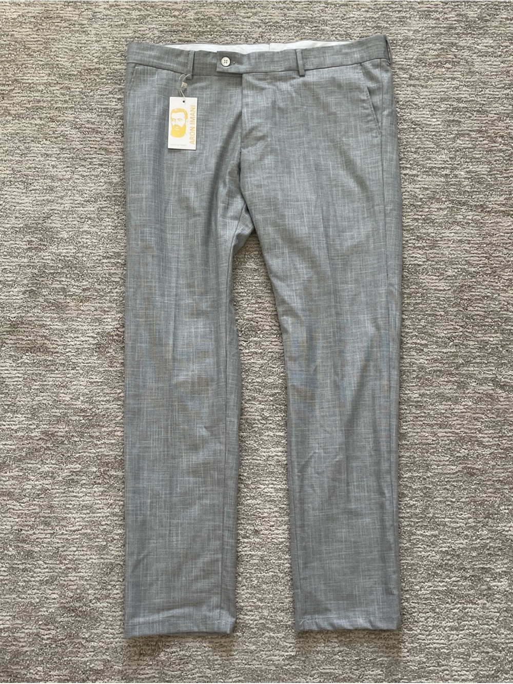 Aron Imani Turkish Men’s Dress Pants Gray Waist Size 38 NWT Slim Fit Preppy